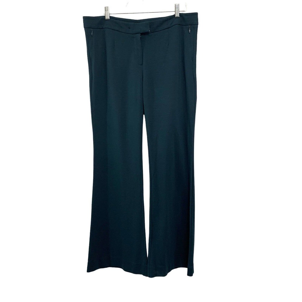 W by Worth Women’s Ponte Knit Mid Rise Boot Cut Leg Forest Green Trouser Size 14 - Picture 2 of 10